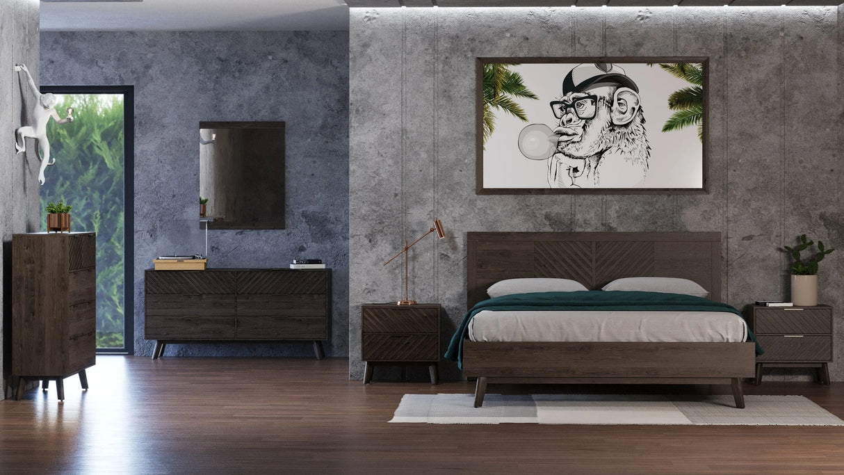 Daisy Mid-Century Dark Acacia Bed
