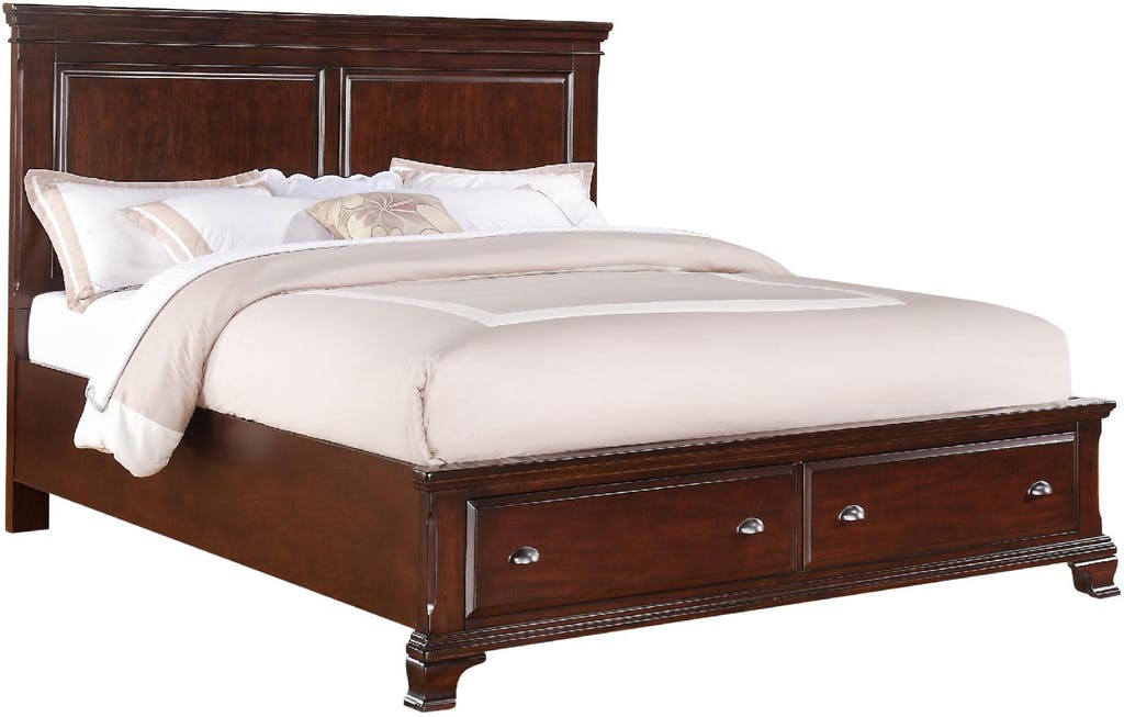 Elements International Canton Cherry King Panel Storage Bed in Dark Wood image