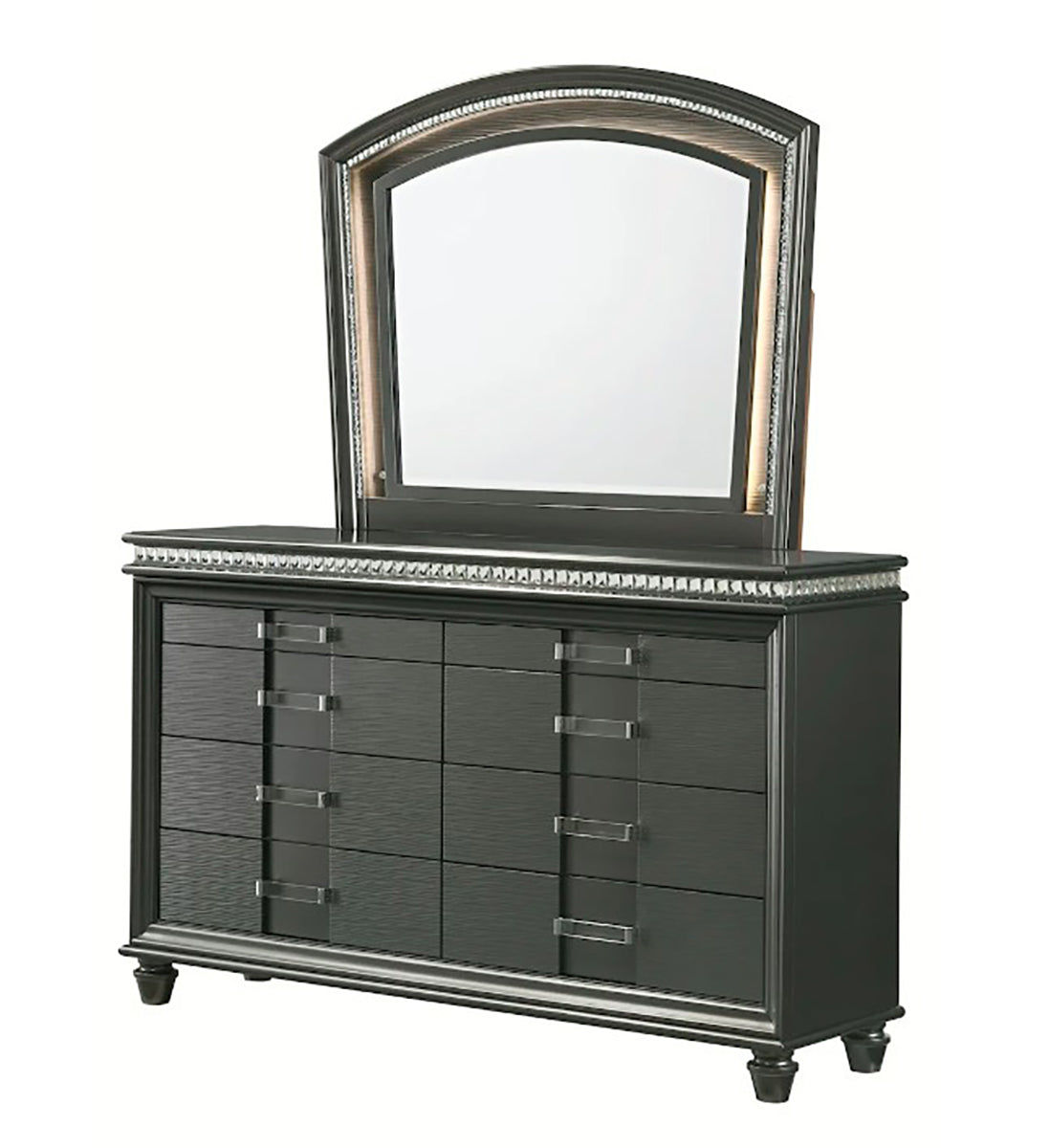 Crown Mark Furniture Adira Dresser Mirror in Silver