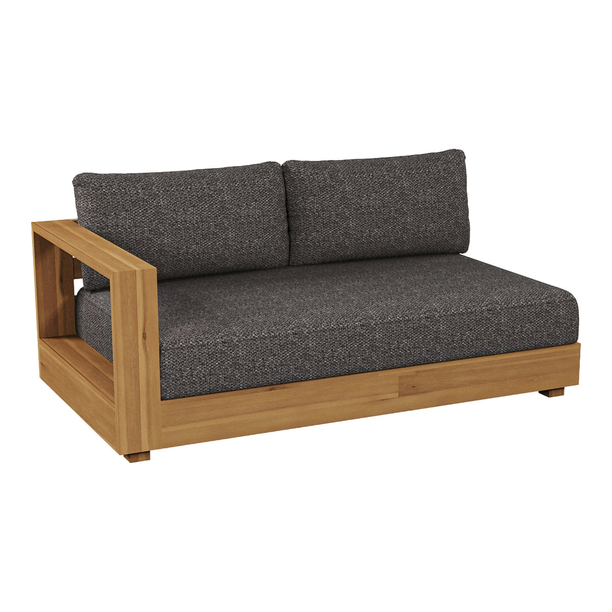 Santorini - Outdoor Grey Olefin Fabric + Natural Teak Sectional Sofa
