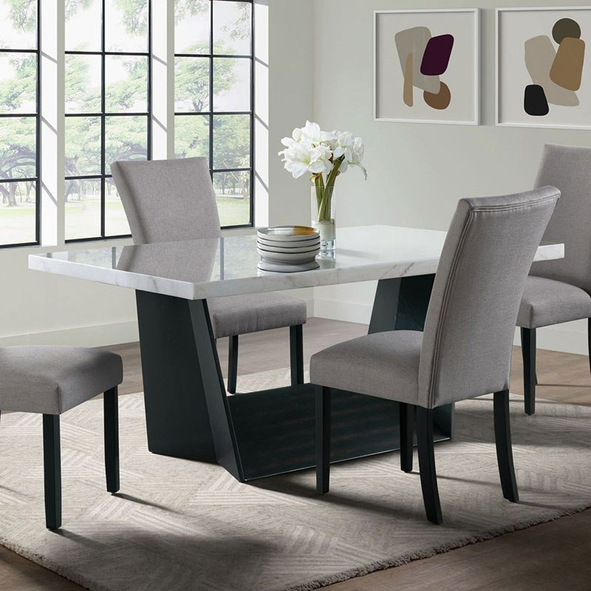 Elements International Beckley Dining Table in WhiteC