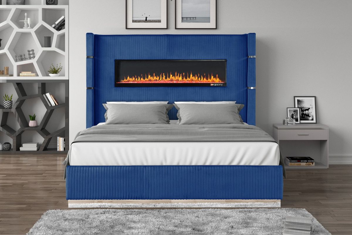 Galaxy Home Lizelle Queen Bed in with Ambient Lighting in Blue