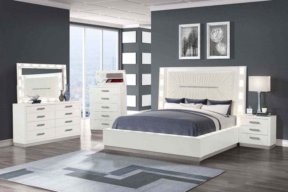 Galaxy Home Coco Queen Size Bed in Milky White