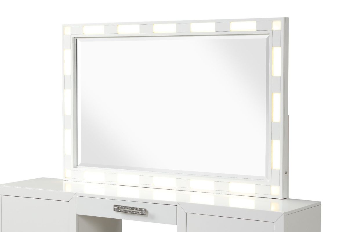 Galaxy Home Coco Solid Wood Mirror Milky White image