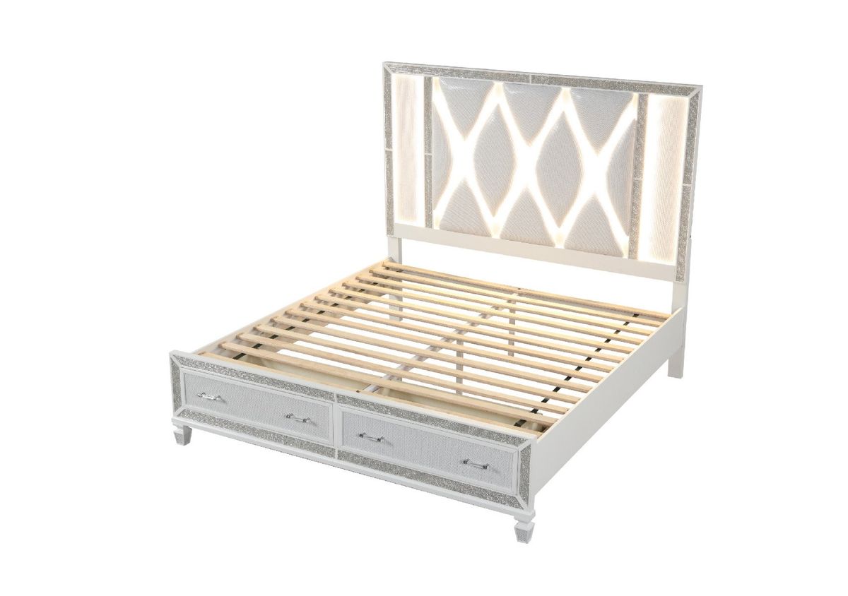 Galaxy Home Crystal King Bed in White