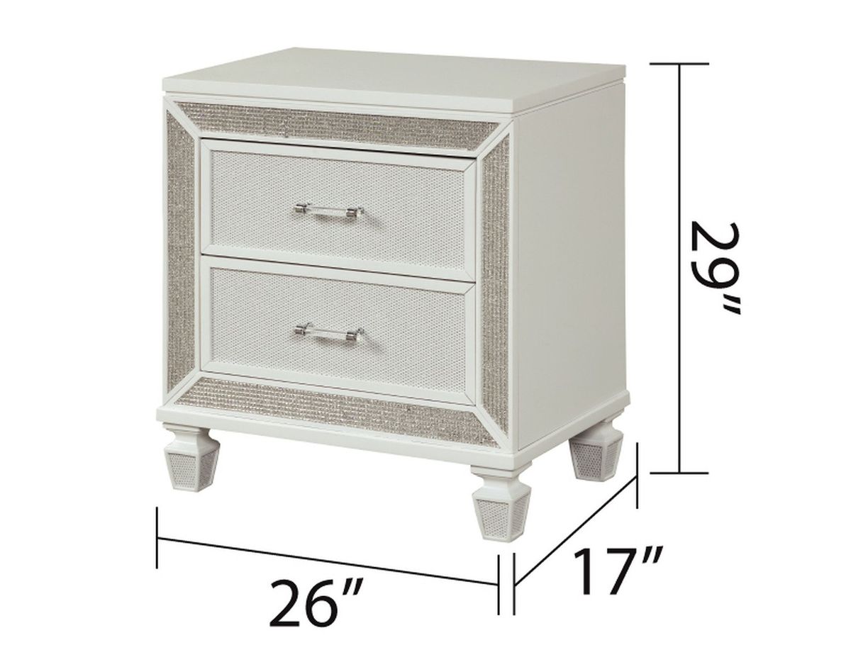 Galaxy Home Crystal Nightstand in White