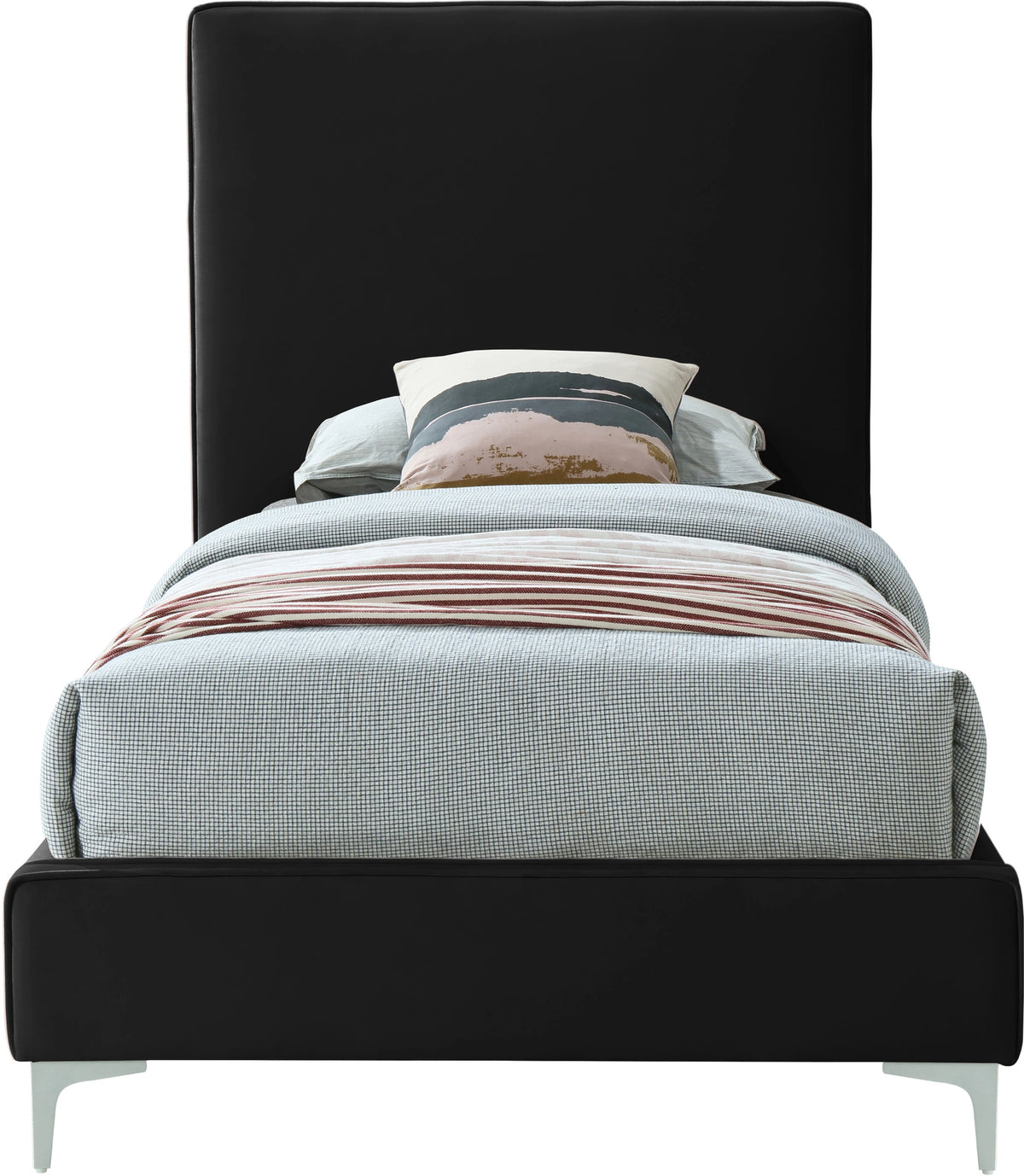 Geri Black Velvet Twin Bed