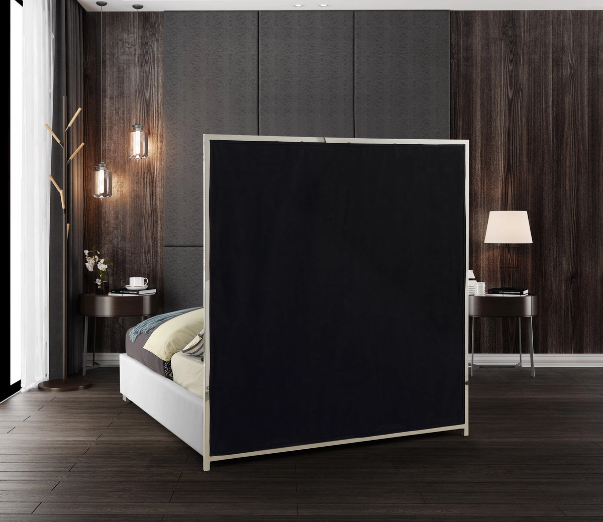 Milan White Faux Leather King Bed