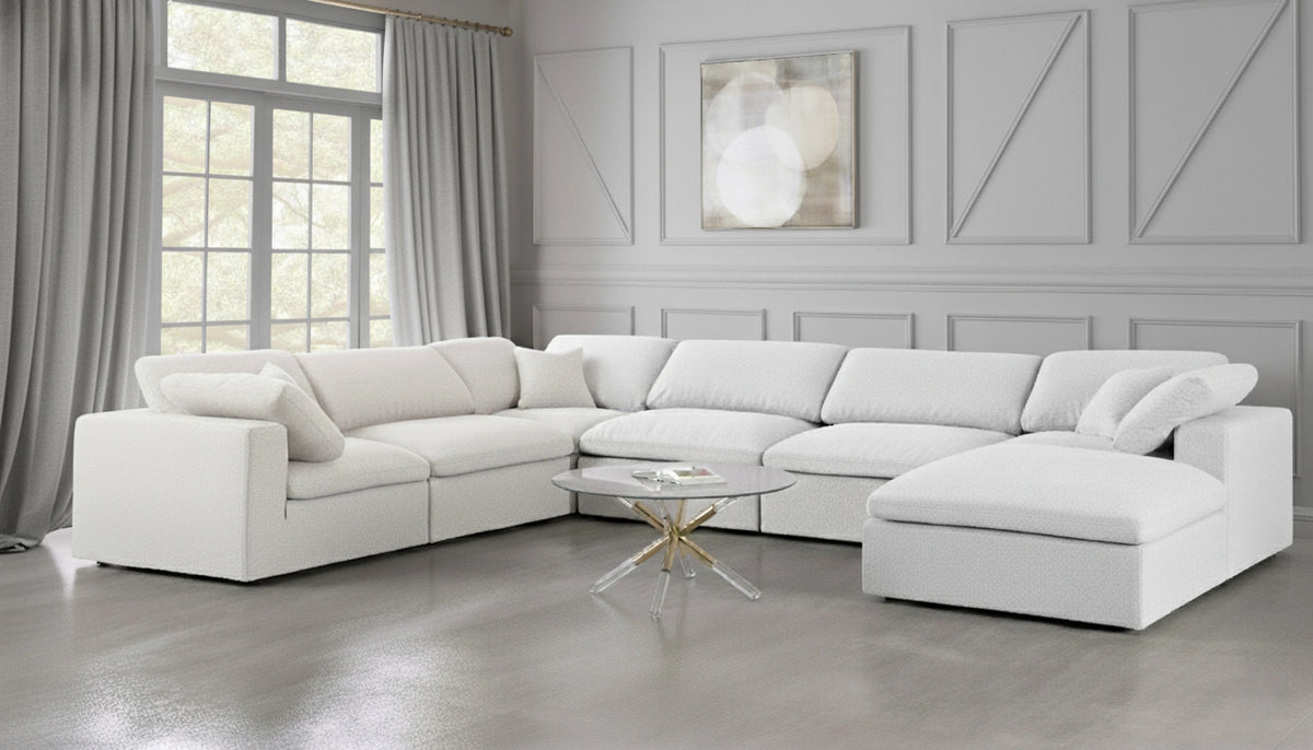 Serene Cream Linen Fabric Deluxe Cloud Modular Sectional