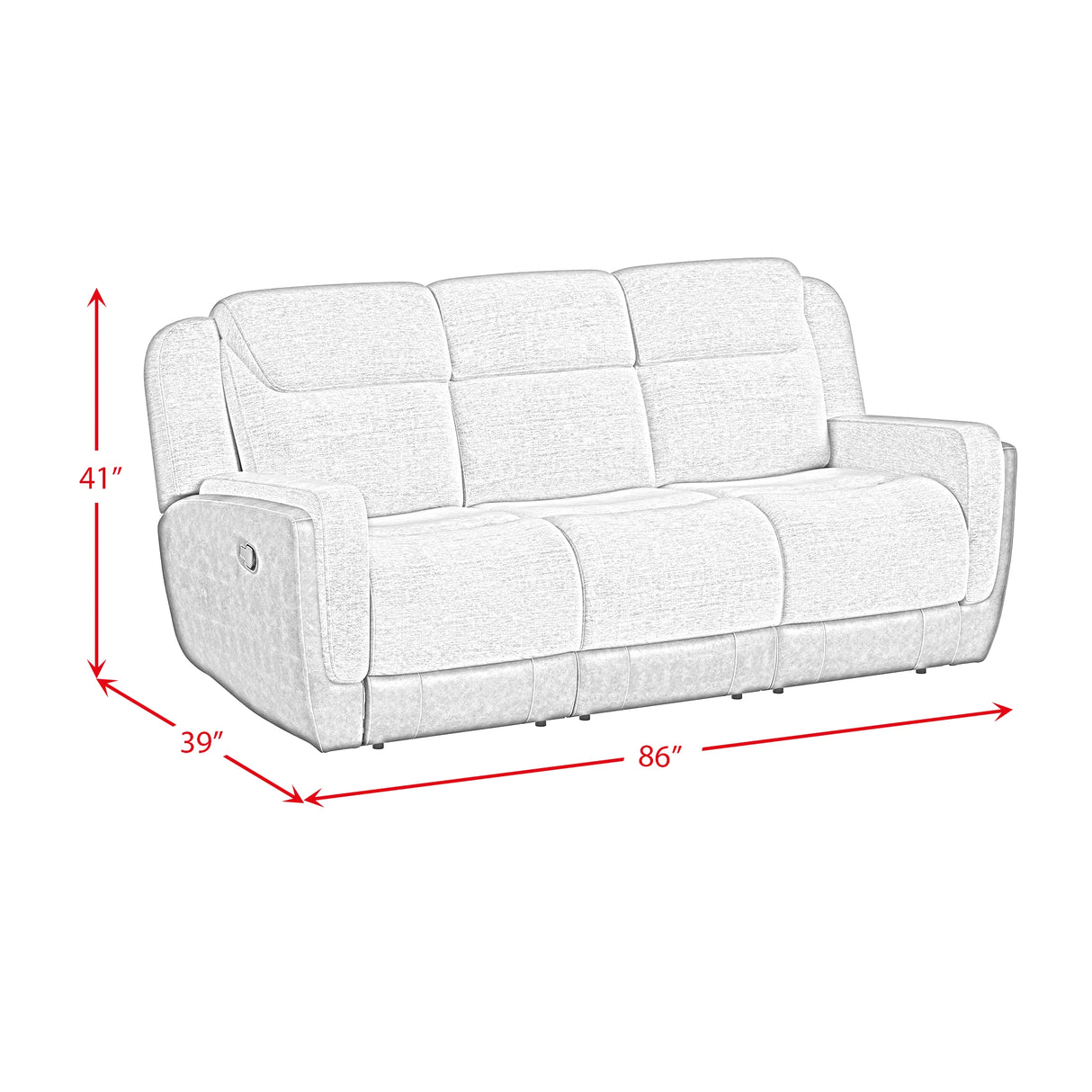 Hornet 3PC Living Room Set in Rancho Grey-Sofa, Loveseat & Recliner