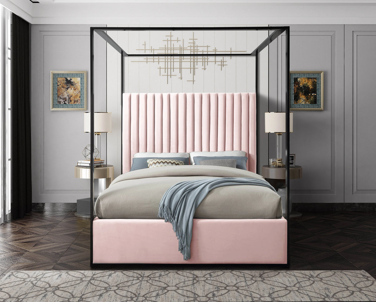 Jax Pink Velvet King Bed