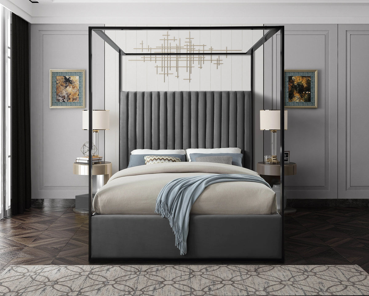 Jax Grey Velvet King Bed