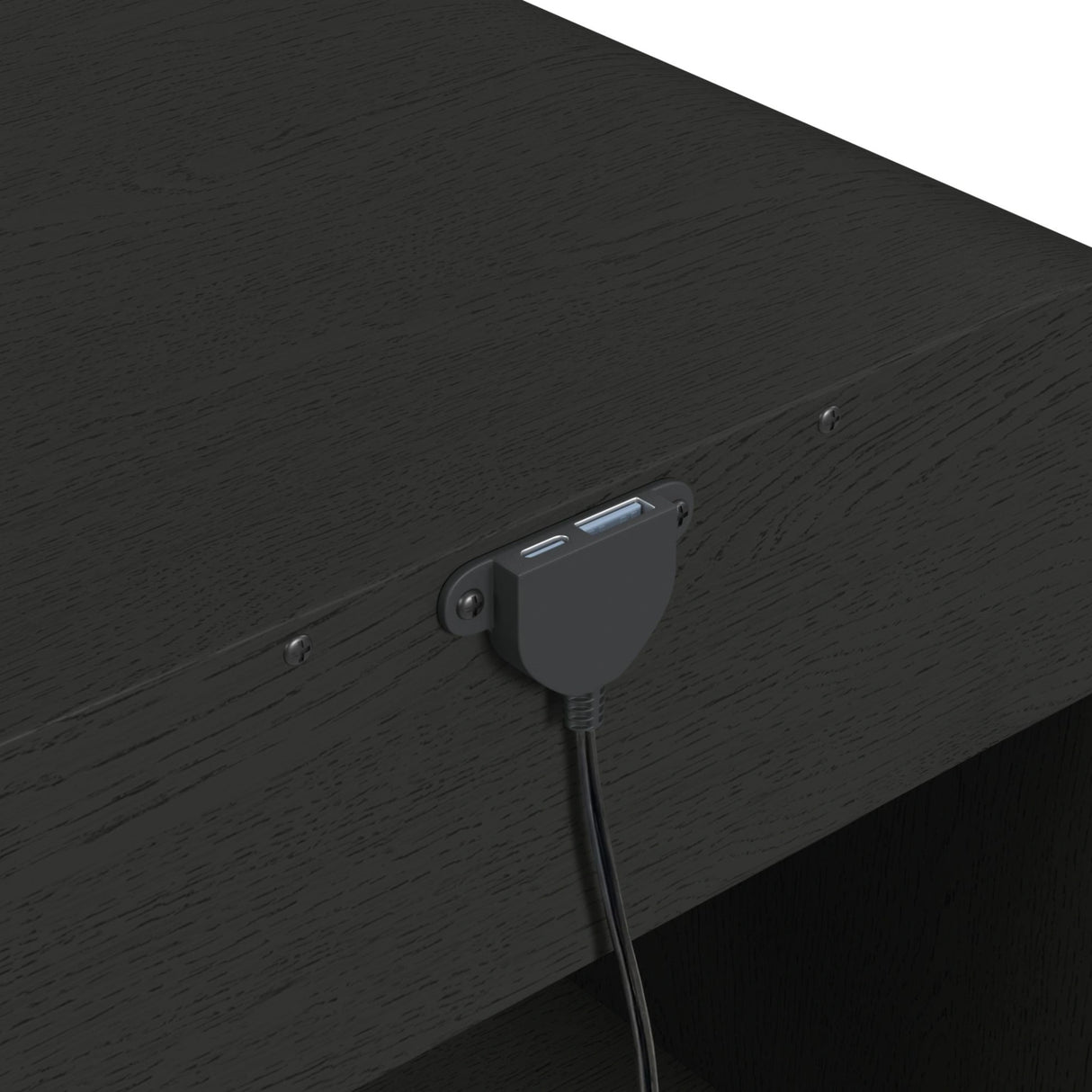 Ridgemont End Table with USB in Black with Grain