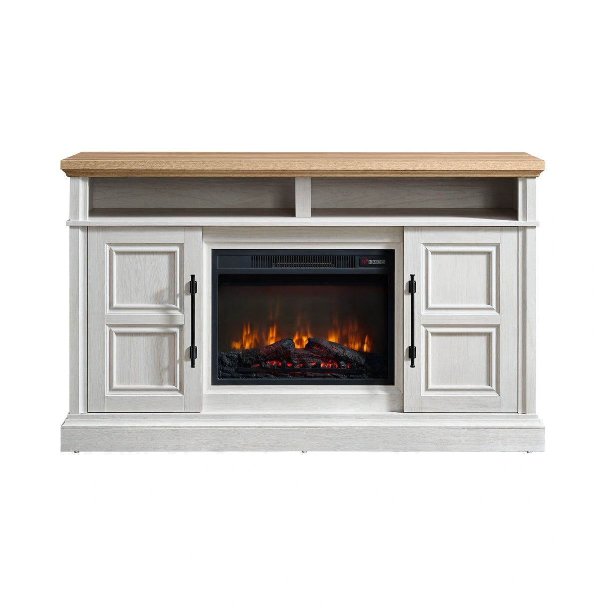 Villa Console with 23"" Fireplace Insert in White & Natural