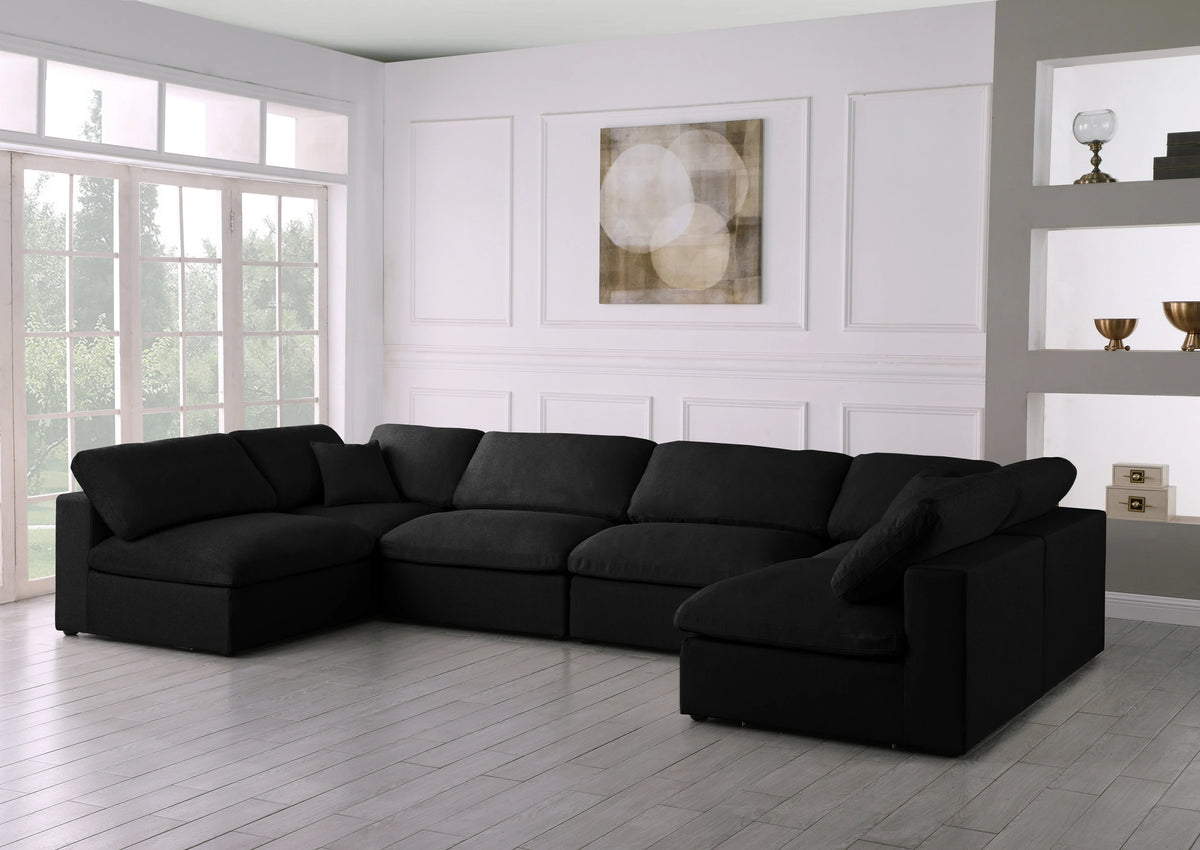 Serene Black Linen Fabric Deluxe Cloud Modular Sectional