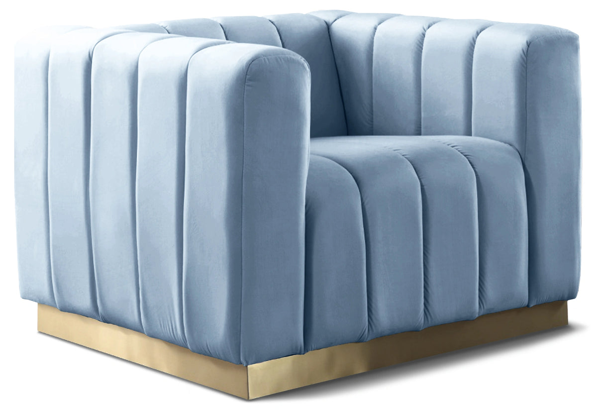 Marlon Sky Blue Velvet Chair