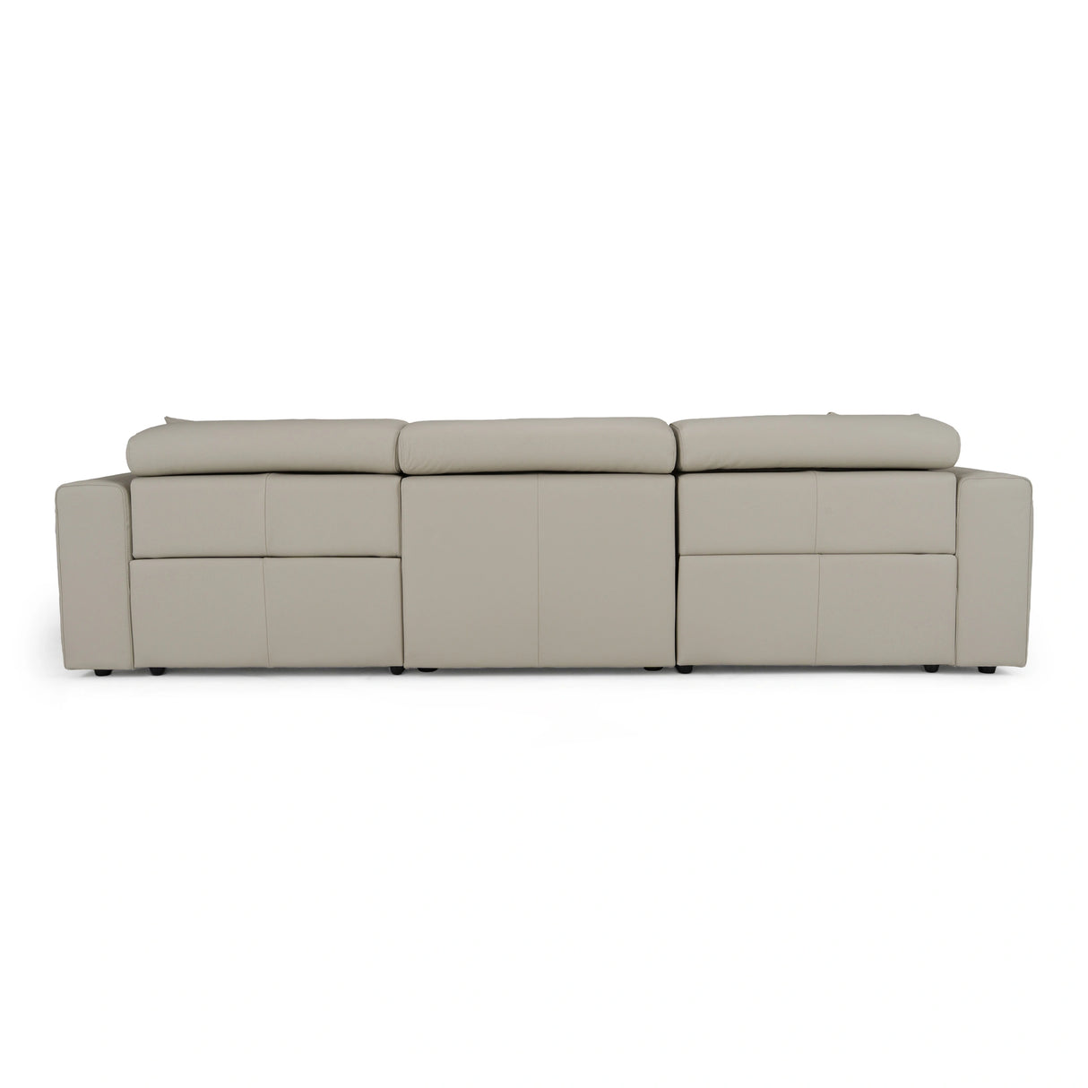 Dalton - Modern Italian Light Grey Leather 4-Seat Sofa + 2 Recliners