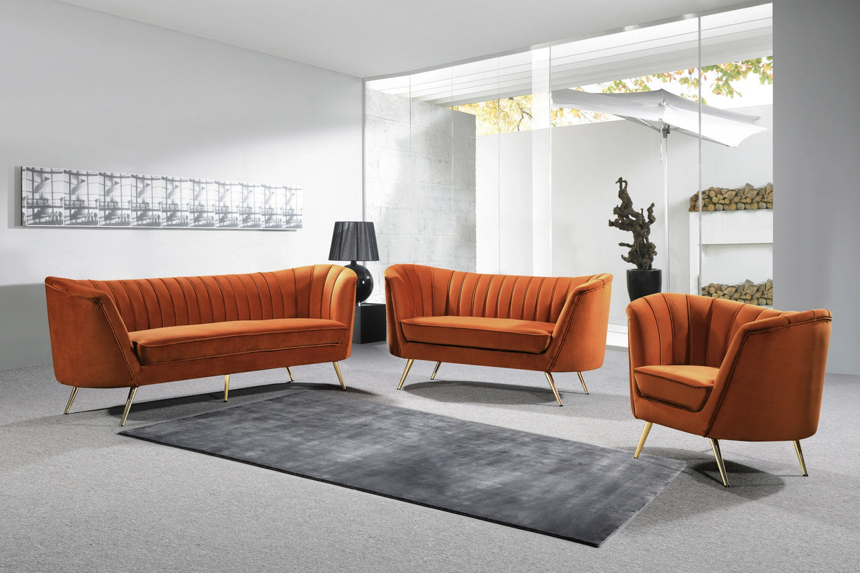 Margo Cognac Velvet Sofa