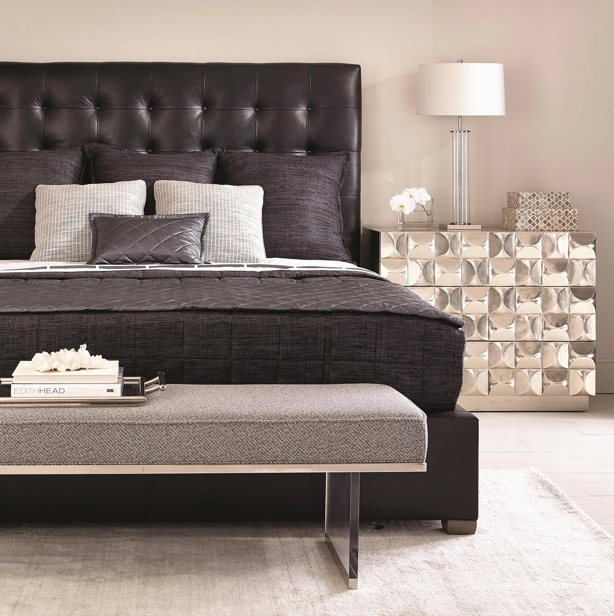 Avery Leather Panel Bed Queen (66.00" H)