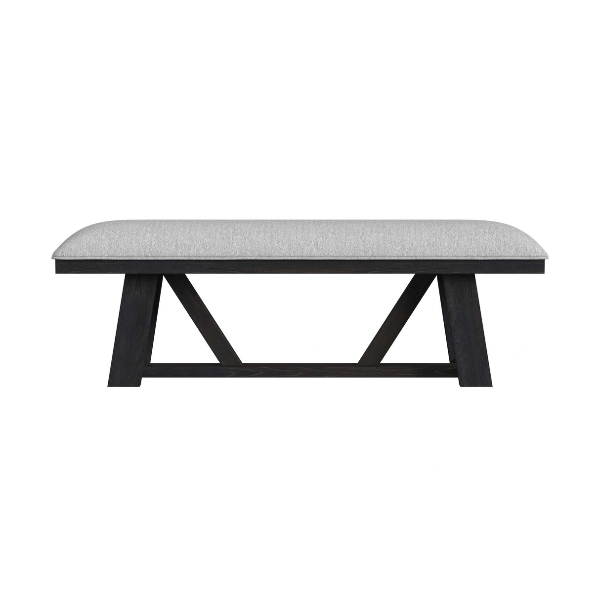 Transcend Dining Bench with Light Grey Fabric in Charcoal