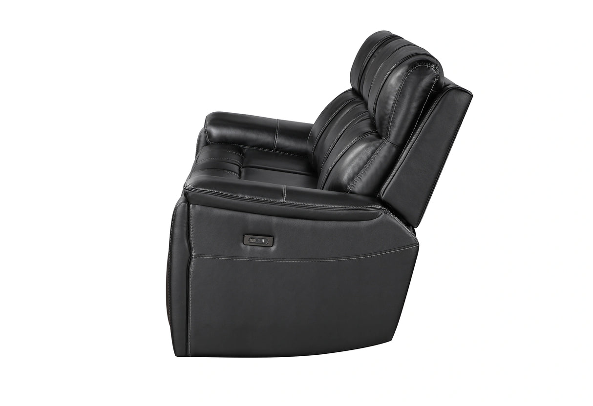 U8880 Black Leather Power Reclining Sofa