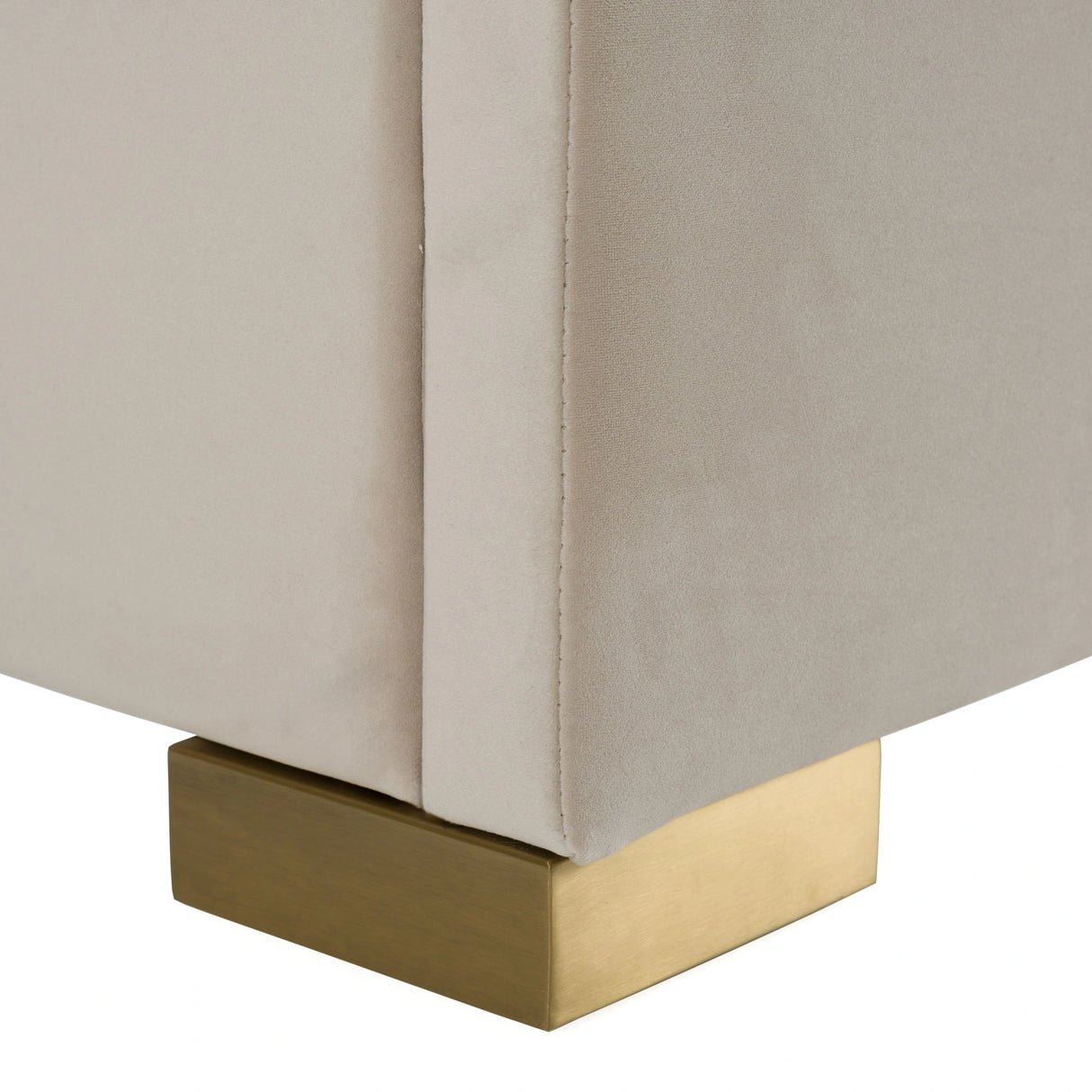 Florence - Modern Beige Velvet + Leatherette Bedroom Set