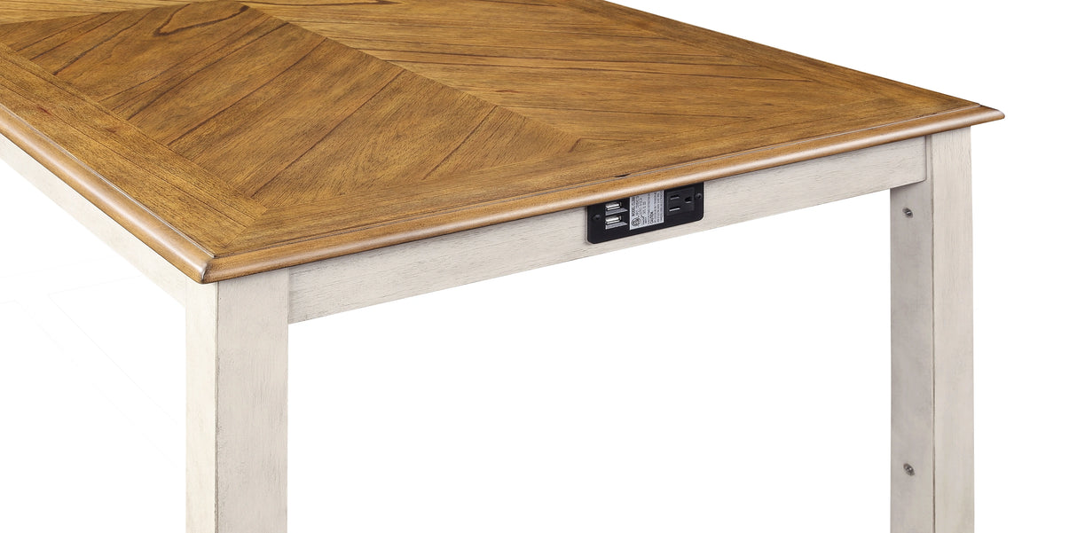 Amy 5 Pc 60" Counter Storage Table+Chairs- Bisque/Brown