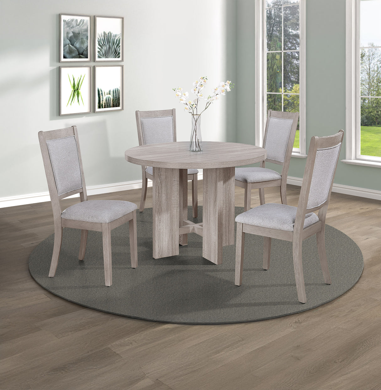 AMARA 5-PK RD DINING SET DRIFT WOOD - galleria furniture outlet