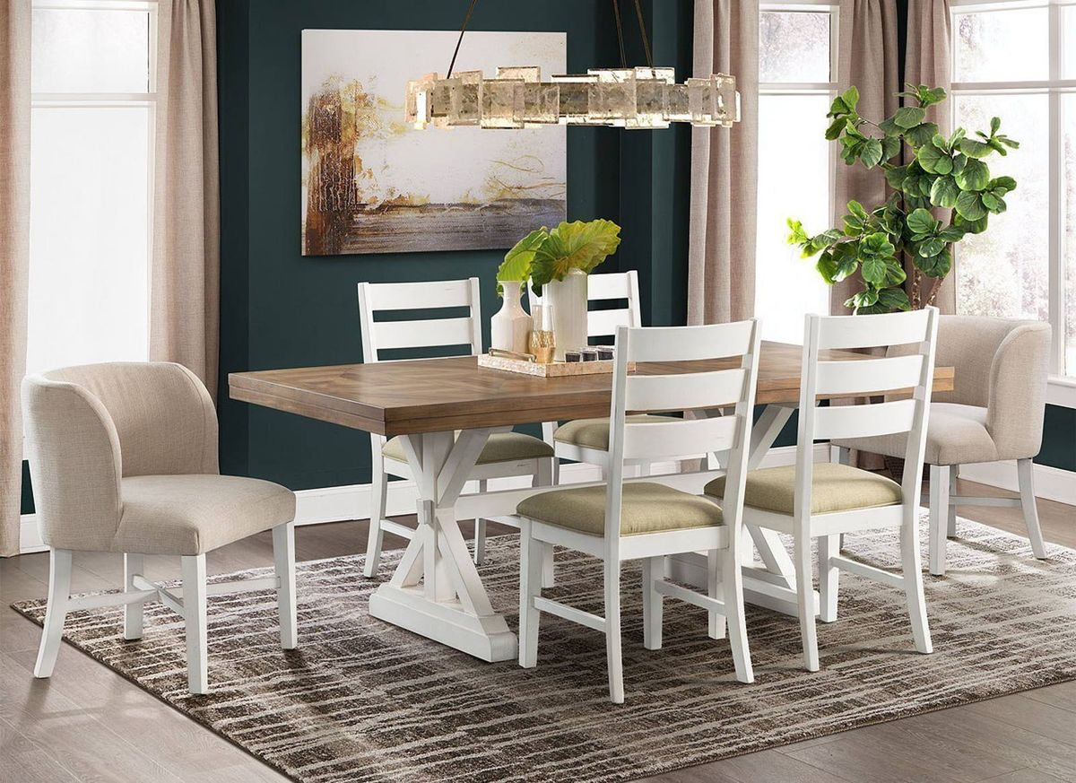 Elements International Park Creek Slat Back Side Chair (Set of 2) in Two-Tone