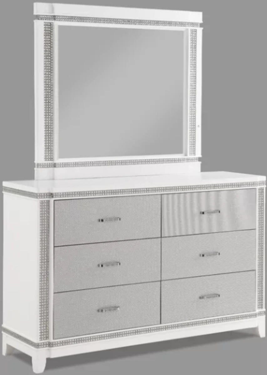 Crown Mark Furniture Ariane Dresser in Silver and White image