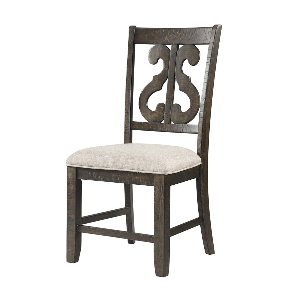 Elements International Stone Swirl Back Side Chair (Set of 2) in Cream/Dark Ash image