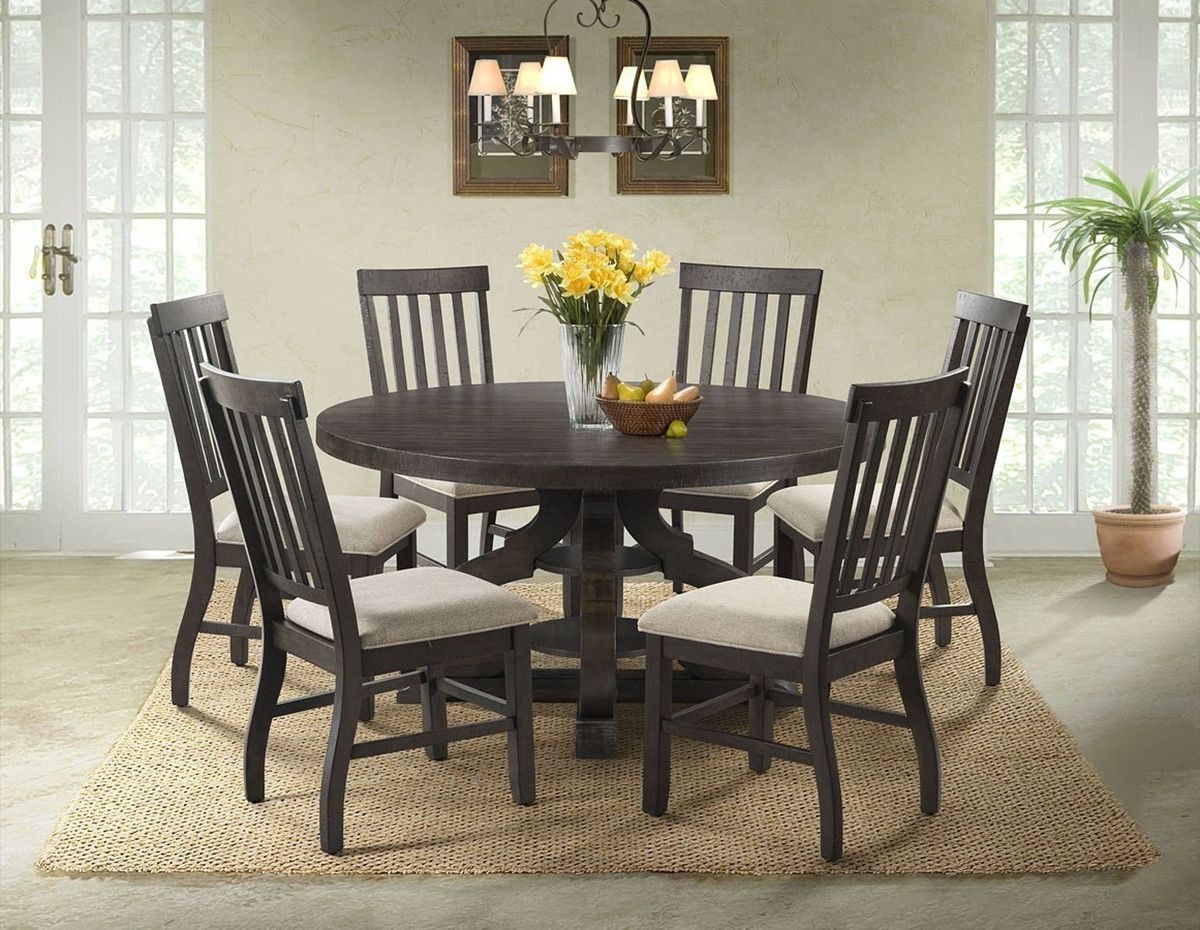 Elements International Stone Round Dining Table in Dark Ash