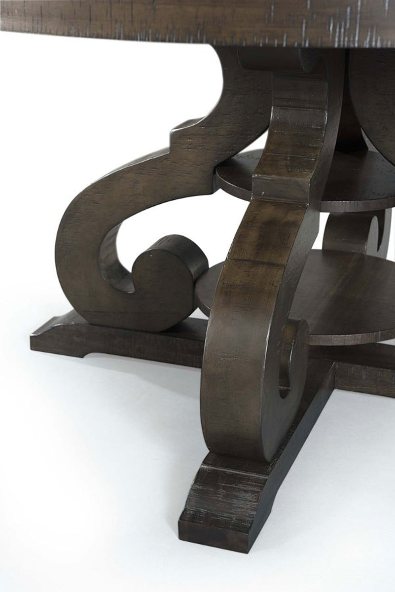 Elements International Stone Round Dining Table in Dark Ash