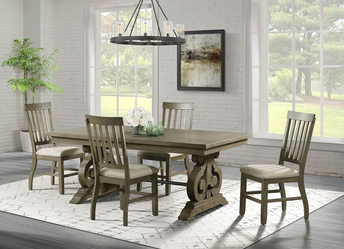 Elements International Stone Dining Table in Grey