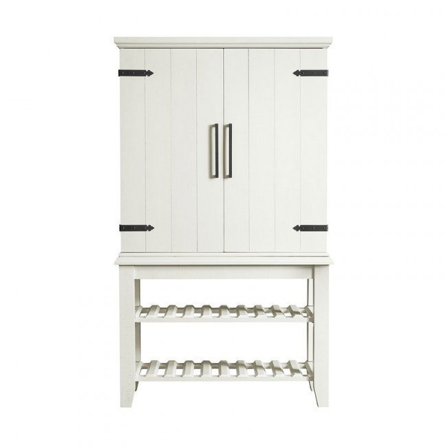 Elements International Stone Bar Buffet w/ith Hutch in White image