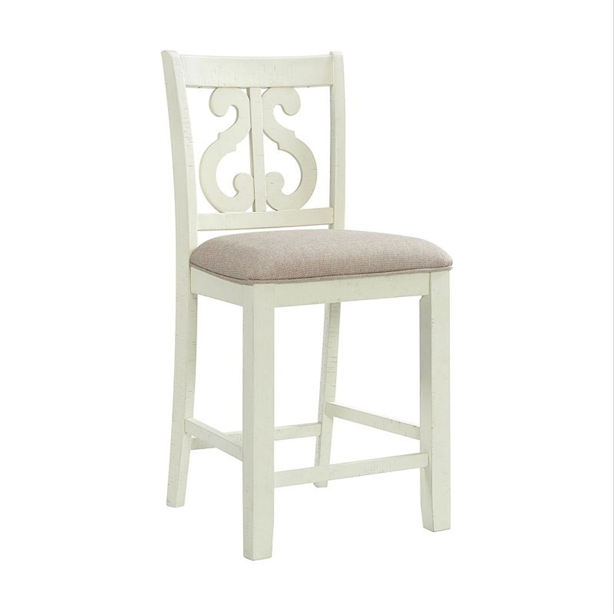 Elements International Stone Counter Height Swirl Back Side Dining Chair (Set of 2) in White