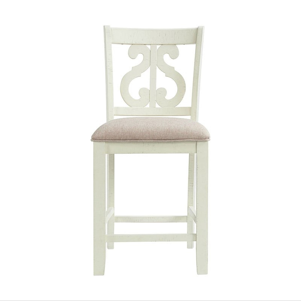 Elements International Stone Counter Height Swirl Back Side Dining Chair (Set of 2) in White image