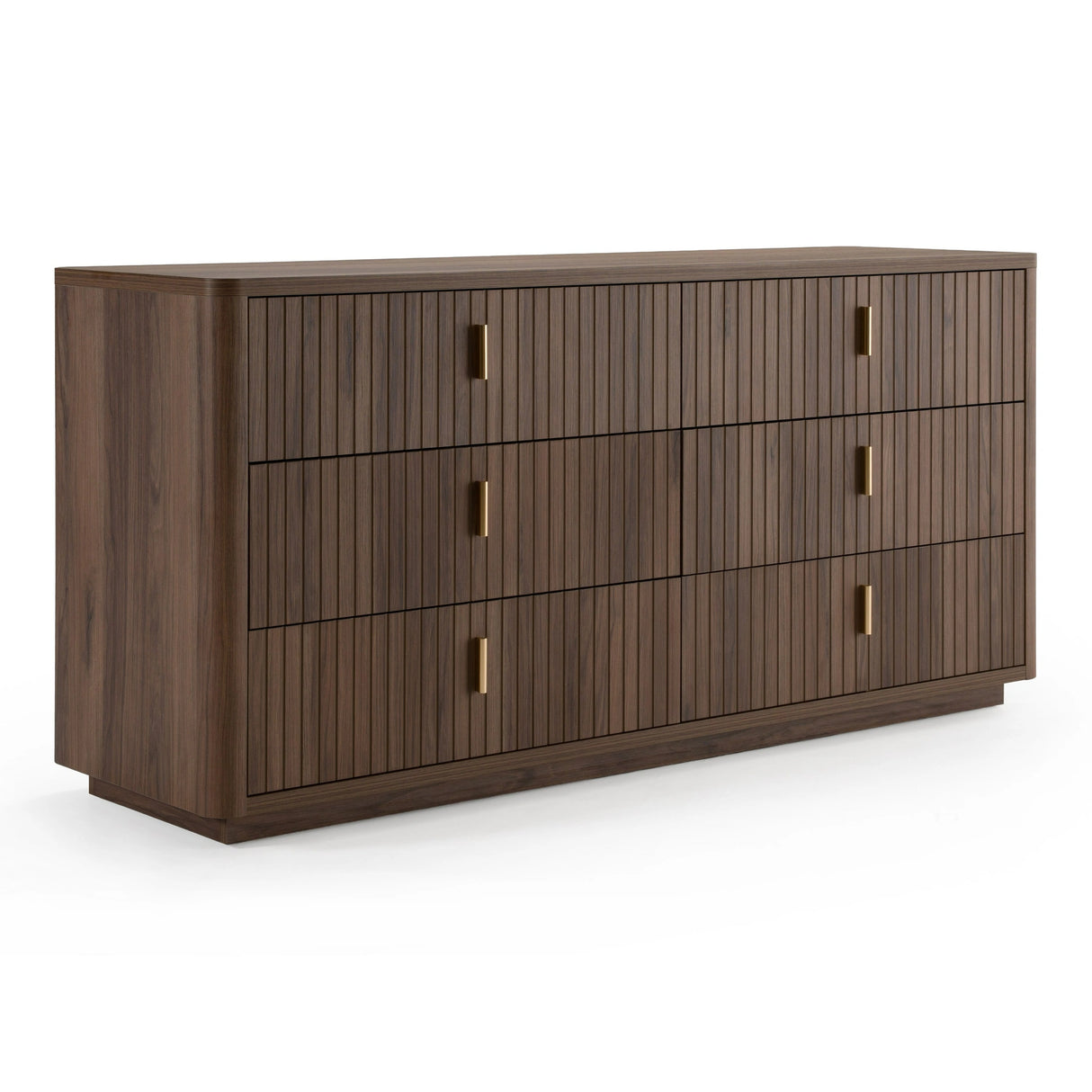 Kiro + Roma - Modern Tan Fabric + Walnut 4-Piece Bedroom Set