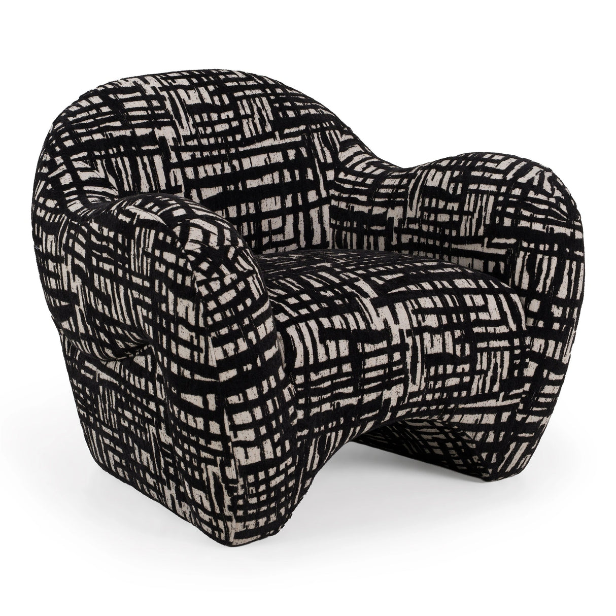 Hurd - Modern Black + Beige Pattern Fabric Accent Chair