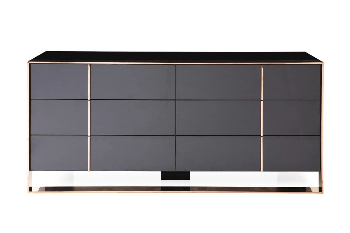 Cartier Modern Black & Rosegold Bedroom Set