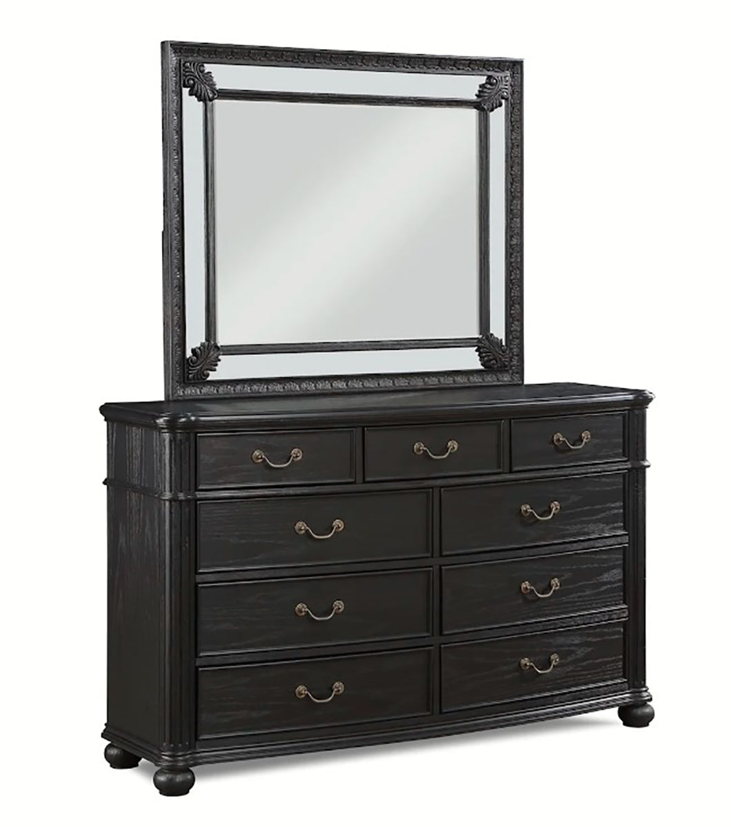 Crown Mark Furniture Kingsbury Dresser Mirror in Black