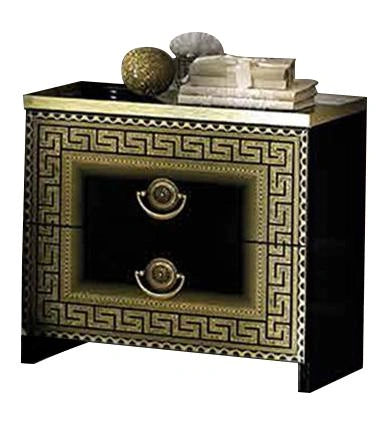 ESF Furniture Aida 2 Drawer Nightstand in Black w/ Gold