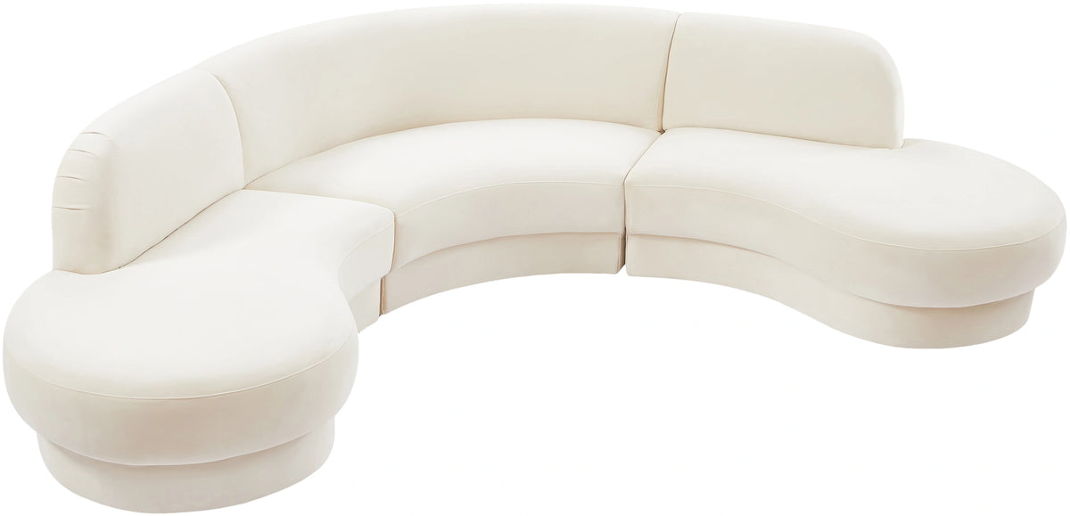 Rosa Cream Velvet 3pc. Sectional (3 Boxes)
