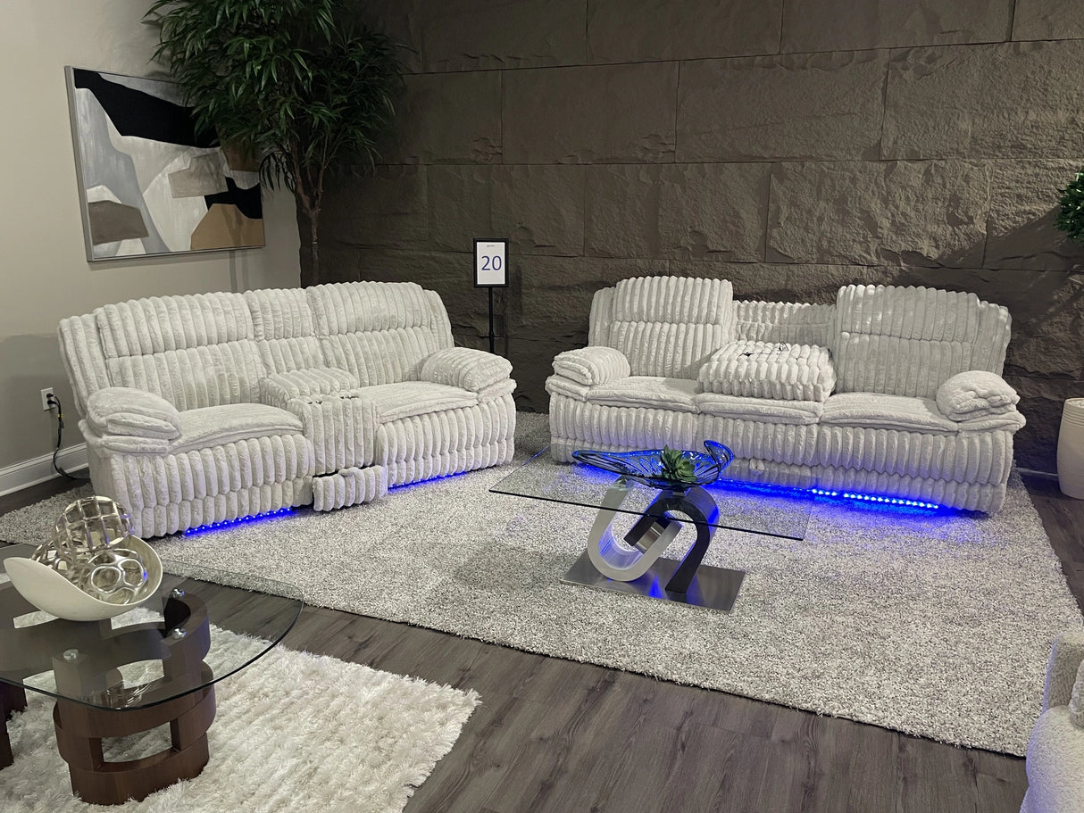 U8686 Black Pwr Rec Sofa W/ LED/Pwr Console Rec Loveseat W/LED
