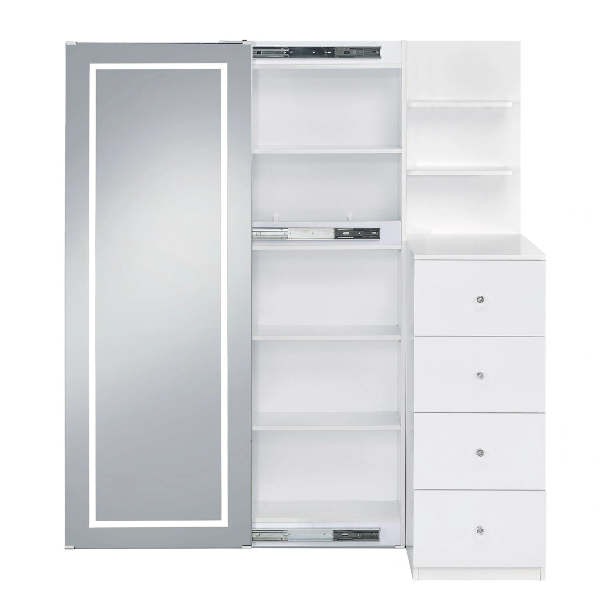 Vancouver Floor Mirror With Storage in White