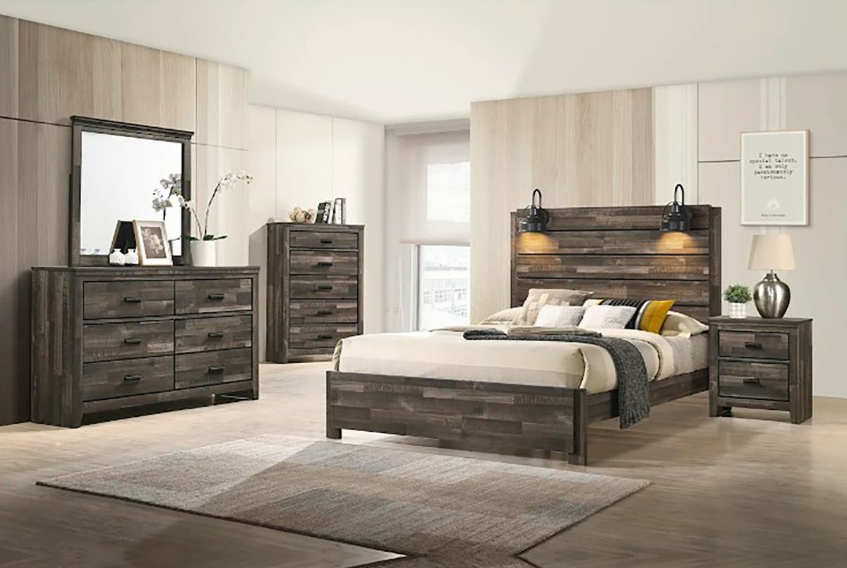 Carter Queen Platform Bed In Brown