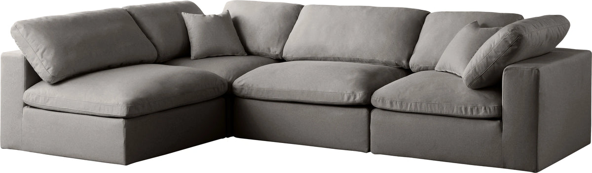 Plush Grey Velvet Standard Cloud Modular Sectional
