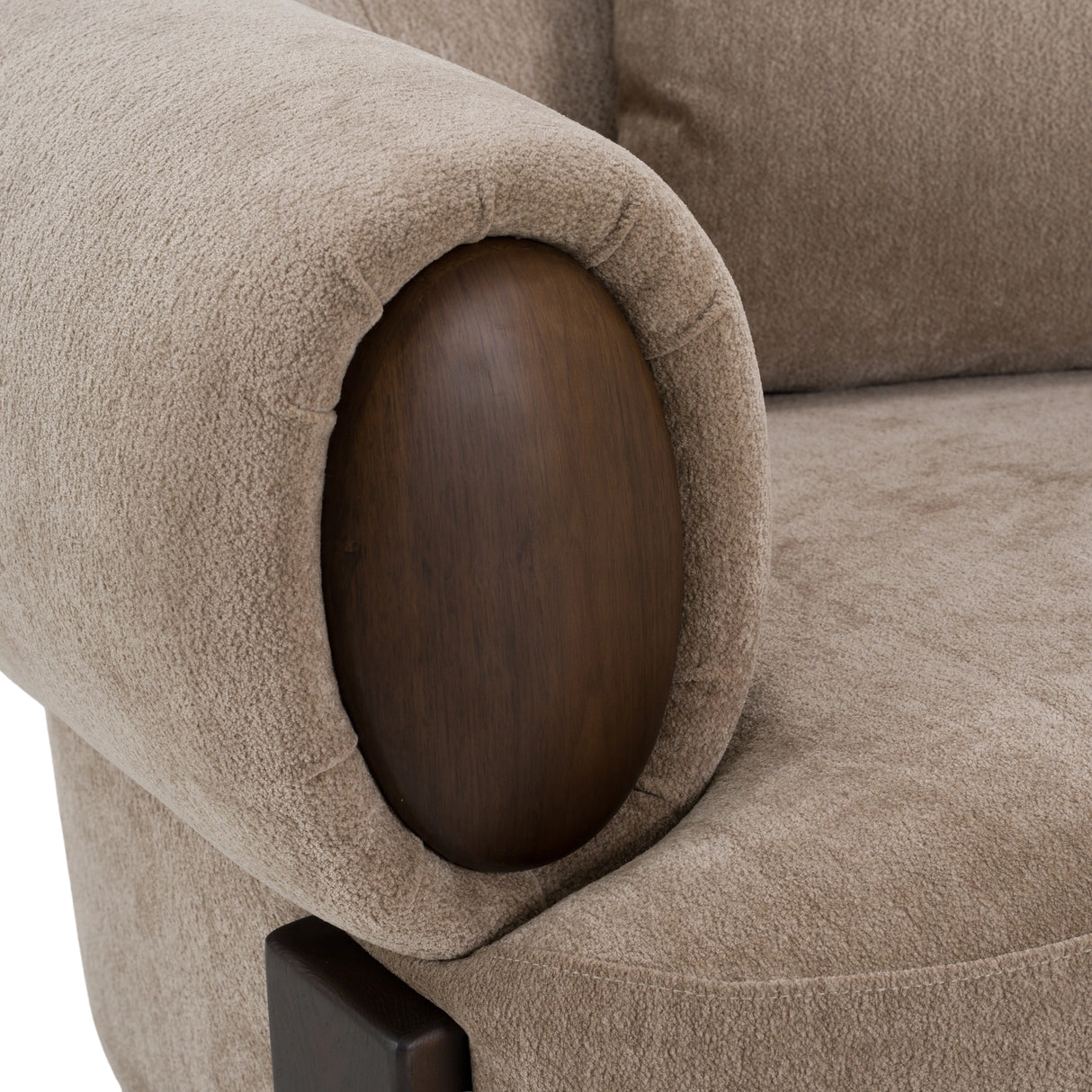 Arnaud - Modern Tan Fabric + Brown Oak Accent Chair