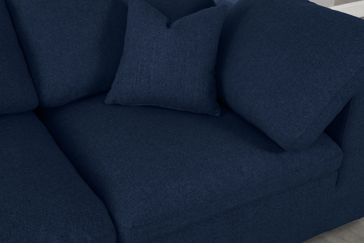 Serene Navy Linen Fabric Deluxe Cloud Modular Sofa