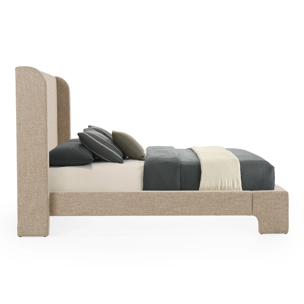 Emilio - Modern Beige Fabric Bed